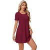 image:imageLYANER Womens Casual Short Sleeve Dress Pleated A Line Flowy Mini T Shirt DressDark Red