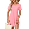 image:imageLYANER Womens Casual Short Sleeve Dress Pleated A Line Flowy Mini T Shirt DressPink