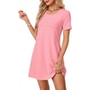 image:imageLYANER Womens Casual Short Sleeve Dress Pleated A Line Flowy Mini T Shirt DressPink