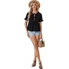image:imageLYANER Womens Casual Tie Front Peplum Top Flounce Short Sleeve Ruffle Hem Babydoll BlouseBlack