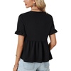 image:imageLYANER Womens Casual Tie Front Peplum Top Flounce Short Sleeve Ruffle Hem Babydoll BlouseBlack