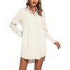image:imageLYANER Womens Collar V Neck Button Down Shirt Dress Long Sleeve Split Hem Blouse Tunic DressesBeige
