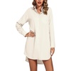 image:imageLYANER Womens Collar V Neck Button Down Shirt Dress Long Sleeve Split Hem Blouse Tunic DressesBeige