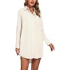 image:imageLYANER Womens Collar V Neck Button Down Shirt Dress Long Sleeve Split Hem Blouse Tunic DressesBeige