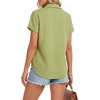 image:imageLYANER Womens Collared V Neck Button Short Sleeve Dressy Casual Blouse Top ShirtsGrass Green