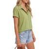 image:imageLYANER Womens Collared V Neck Button Short Sleeve Dressy Casual Blouse Top ShirtsGrass Green