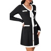 image:imageLYANER Womens Color Block Bow Tie V Neck Button Long Sleeve Elegant Mini Short DressBlack