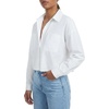 image:imageLYANER Womens Cotton Collared Button Down Long Sleeve Dressy Casual Blouse Tops with PocketsWhite