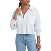 image:imageLYANER Womens Cotton Collared Button Down Long Sleeve Dressy Casual Blouse Tops with PocketsWhite