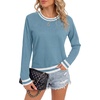 image:imageLYANER Womens Crew Neck Long Sleeve Lightweight Knit Pullover Elegant Sweater ShirtBlue