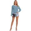 image:imageLYANER Womens Crew Neck Long Sleeve Lightweight Knit Pullover Elegant Sweater ShirtBlue