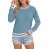 image:imageLYANER Womens Crew Neck Long Sleeve Lightweight Knit Pullover Elegant Sweater ShirtBlue