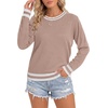 image:imageLYANER Womens Crew Neck Long Sleeve Lightweight Knit Pullover Elegant Sweater ShirtDark Beige