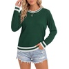 image:imageLYANER Womens Crew Neck Long Sleeve Lightweight Knit Pullover Elegant Sweater ShirtDark Green