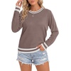 image:imageLYANER Womens Crew Neck Long Sleeve Lightweight Knit Pullover Elegant Sweater ShirtDark Khaki