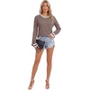 image:imageLYANER Womens Crew Neck Long Sleeve Lightweight Knit Pullover Elegant Sweater ShirtDark Khaki