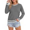 image:imageLYANER Womens Crew Neck Long Sleeve Lightweight Knit Pullover Elegant Sweater ShirtGray
