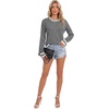 image:imageLYANER Womens Crew Neck Long Sleeve Lightweight Knit Pullover Elegant Sweater ShirtGray