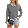 image:imageLYANER Womens Crew Neck Long Sleeve Lightweight Knit Pullover Elegant Sweater ShirtGray