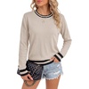 image:imageLYANER Womens Crew Neck Long Sleeve Lightweight Knit Pullover Elegant Sweater ShirtLight Beige