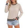image:imageLYANER Womens Crew Neck Long Sleeve Lightweight Knit Pullover Elegant Sweater ShirtLight Beige