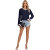 image:imageLYANER Womens Crew Neck Long Sleeve Lightweight Knit Pullover Elegant Sweater ShirtNavy Blue