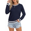 image:imageLYANER Womens Crew Neck Long Sleeve Lightweight Knit Pullover Elegant Sweater ShirtNavy Blue