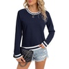 image:imageLYANER Womens Crew Neck Long Sleeve Lightweight Knit Pullover Elegant Sweater ShirtNavy Blue