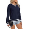 image:imageLYANER Womens Crew Neck Long Sleeve Lightweight Knit Pullover Elegant Sweater ShirtNavy Blue