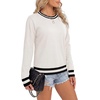 image:imageLYANER Womens Crew Neck Long Sleeve Lightweight Knit Pullover Elegant Sweater ShirtOffwhite