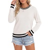 image:imageLYANER Womens Crew Neck Long Sleeve Lightweight Knit Pullover Elegant Sweater ShirtOffwhite