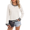 image:imageLYANER Womens Crew Neck Long Sleeve Lightweight Knit Pullover Elegant Sweater ShirtOffwhite