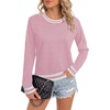 image:imageLYANER Womens Crew Neck Long Sleeve Lightweight Knit Pullover Elegant Sweater ShirtPink