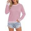 image:imageLYANER Womens Crew Neck Long Sleeve Lightweight Knit Pullover Elegant Sweater ShirtPink