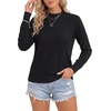 image:imageLYANER Womens Crew Neck Long Sleeve Lightweight Knit Pullover Elegant Sweater ShirtPure Black
