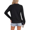 image:imageLYANER Womens Crew Neck Long Sleeve Lightweight Knit Pullover Elegant Sweater ShirtPure Black