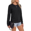 image:imageLYANER Womens Crew Neck Long Sleeve Lightweight Knit Pullover Elegant Sweater ShirtPure Black