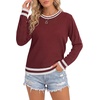 image:imageLYANER Womens Crew Neck Long Sleeve Lightweight Knit Pullover Elegant Sweater ShirtWine Red