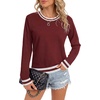 image:imageLYANER Womens Crew Neck Long Sleeve Lightweight Knit Pullover Elegant Sweater ShirtWine Red