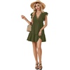 image:imageLYANER Womens Deep V Neck Ruffle Short Sleeve Mini Dress A Line Swing Flared Cocktail PartyLight Army Green