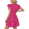 image:imageLYANER Womens Deep V Neck Ruffle Short Sleeve Mini Dress A Line Swing Flared Cocktail PartyRose Pink