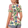 image:imageLYANER Womens Deep V Neck Wrap Short Sleeve Shirts Fitted Ruched Blouse Going Out Summer TopsBeige Multi Floral