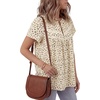 image:imageLYANER Womens Floral Lace Trim Ruffle Short Sleeve Round Neck Casual Blouse TopBeige