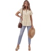 image:imageLYANER Womens Floral Lace Trim Ruffle Short Sleeve Round Neck Casual Blouse TopBeige
