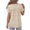 image:imageLYANER Womens Floral Lace Trim Ruffle Short Sleeve Round Neck Casual Blouse TopBeige