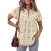 image:imageLYANER Womens Floral Lace Trim Ruffle Short Sleeve Round Neck Casual Blouse TopBeige