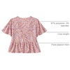 image:imageLYANER Womens Floral Print V Neck Tie Knot Ruffle Hem Short Sleeve Blouse Peplum TopPink Red Floral