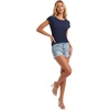 image:imageLYANER Womens Frill Trim Round Neck Raglan Cap Sleeve Dressy Casual Blouse Top T ShirtsNavy Blue