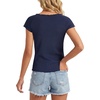 image:imageLYANER Womens Frill Trim Round Neck Raglan Cap Sleeve Dressy Casual Blouse Top T ShirtsNavy Blue