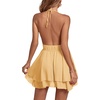 image:imageLYANER Womens Halter Deep V Neck Backless Ruffle Sleeveless Sexy Skater Mini DressBaby Yellow